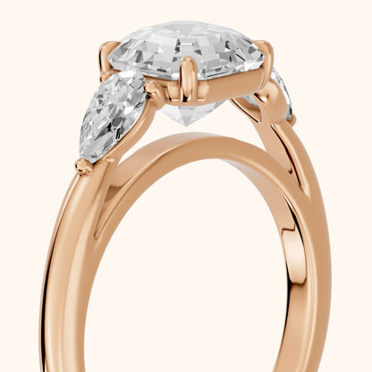 Phoebe Three-Stone Asscher Diamond Ring in Rose Gold - slant-view.webp