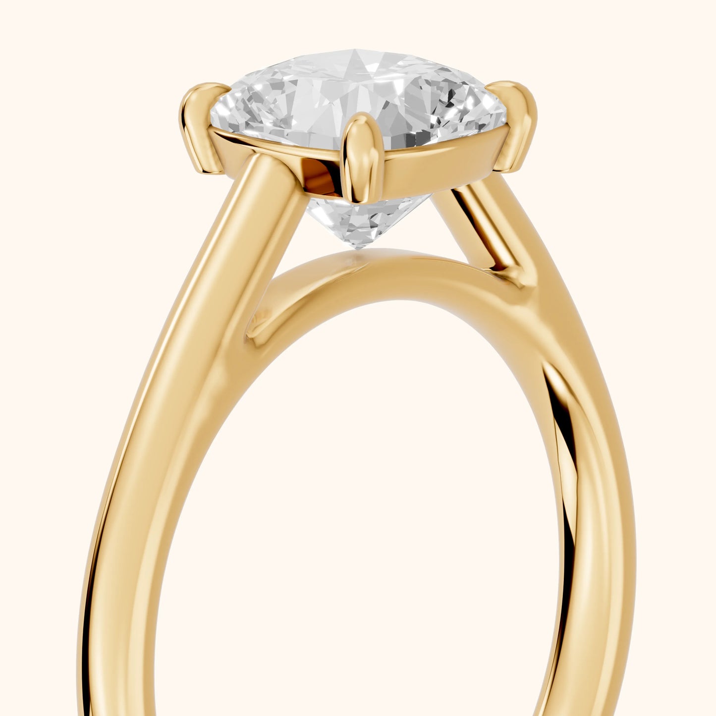 Sadie Cathedral Solitaire Cushion Diamond Ring in Yellow Gold - slant-view.webp