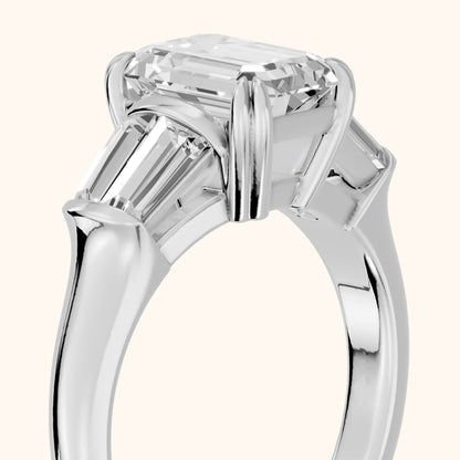 Ilsa Deco Baguette Emerald Diamond Engagement Ring in Silver - slant-view.webp