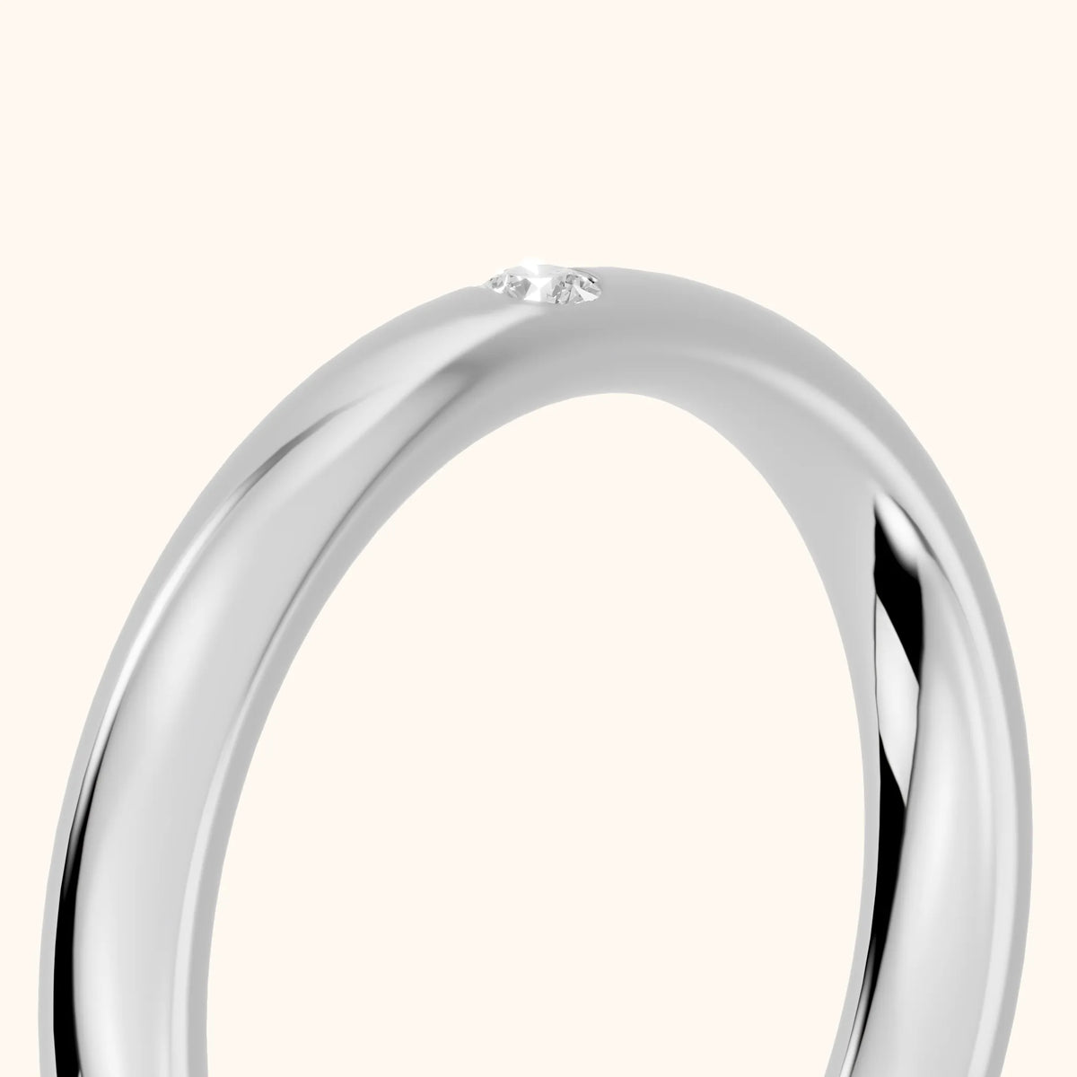 Hana Comfort Fit Bezel Round Diamond Wedding Band in White Gold - slant-view