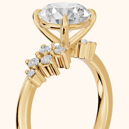 Gina Cluster Round Diamond Engagement Ring in Yellow Gold - slant-view.webp