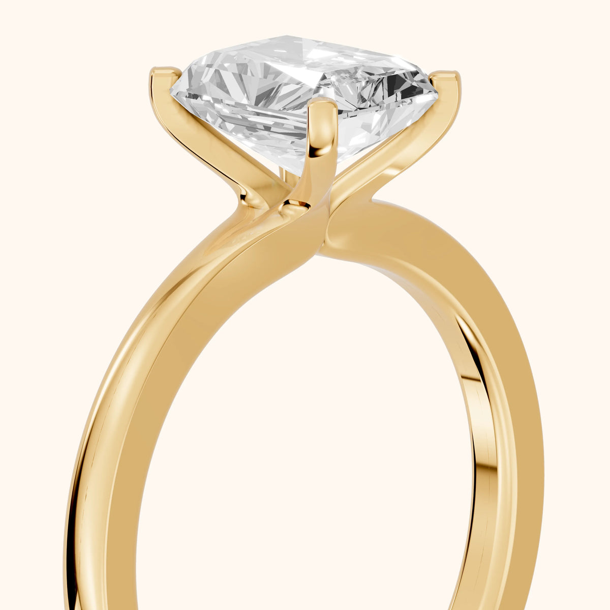 Matilda Cathedral Solitaire Radiant Diamond Engagement Ring in Yellow Gold - slant-view.webp