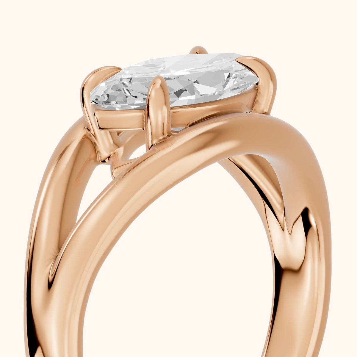 Madeleine Split Shank Marquise Diamond Engagement Ring in Rose Gold - slant-view.webp