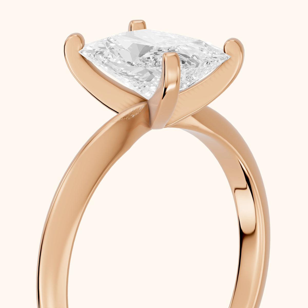 Elena Solitaire Radiant Diamond Engagement Ring in Rose Gold - slant-view.webp