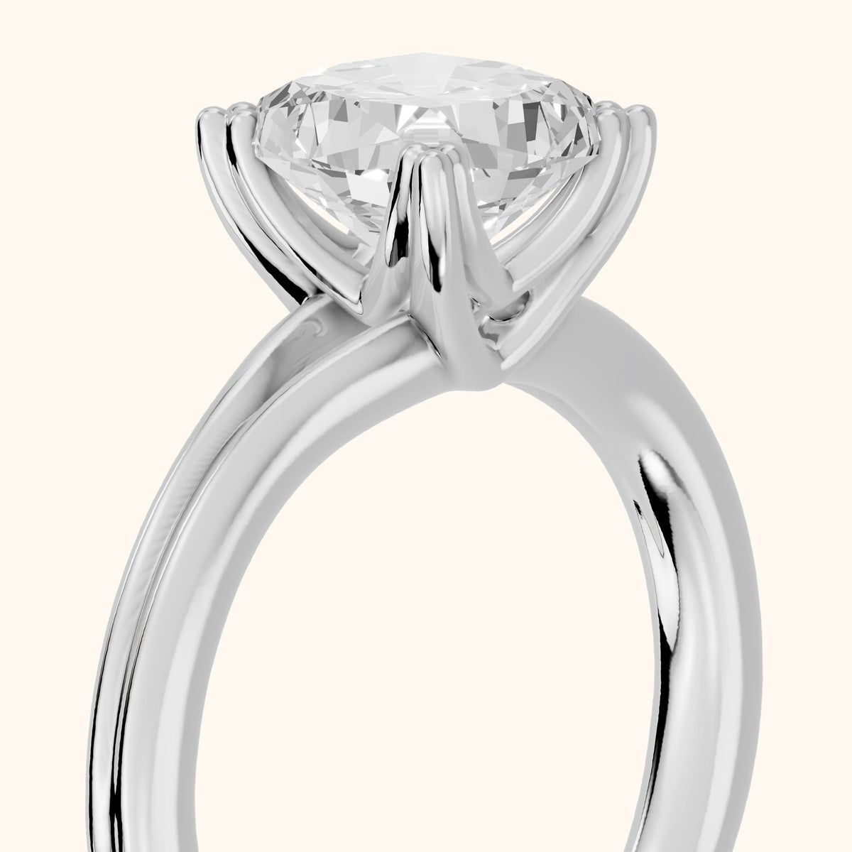 Neve Solitaire Split Shank Cushion Diamond Engagement Ring in Silver - slant-view.webp