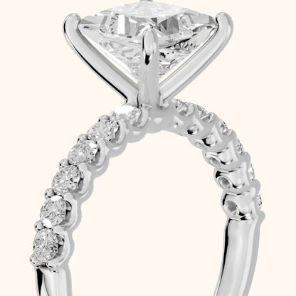 Lynn Statement Pavé Princess Diamond Engagement Ring in Silver - slant-view.webp