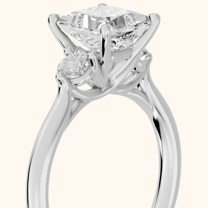 Teresa Three-Stone Cathedral Princess Diamond Engagement Ring in Silver - slant-view.webp