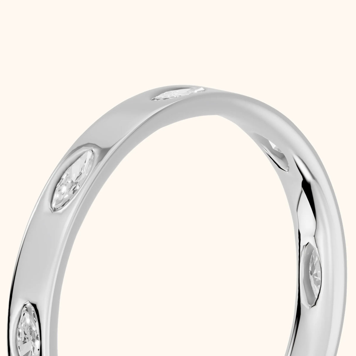 Samira Bezel Marquise & Round Diamond Eternity Band in White Gold - slant-view