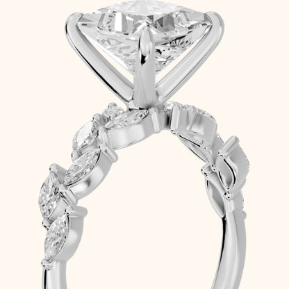 Mirella Laurel Princess Diamond Engagement Ring in Silver - slant-view.webp