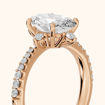 Jocelyn Crown Pavé Oval Diamond Engagement Ring in Rose Gold - slant-view.webp