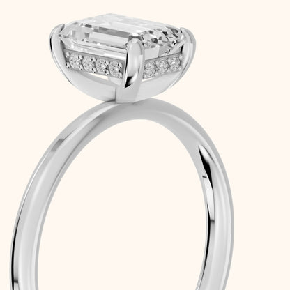Charlotte Charm Solitaire Emerald Diamond Engagement Ring in Platinum - slant-view.webp