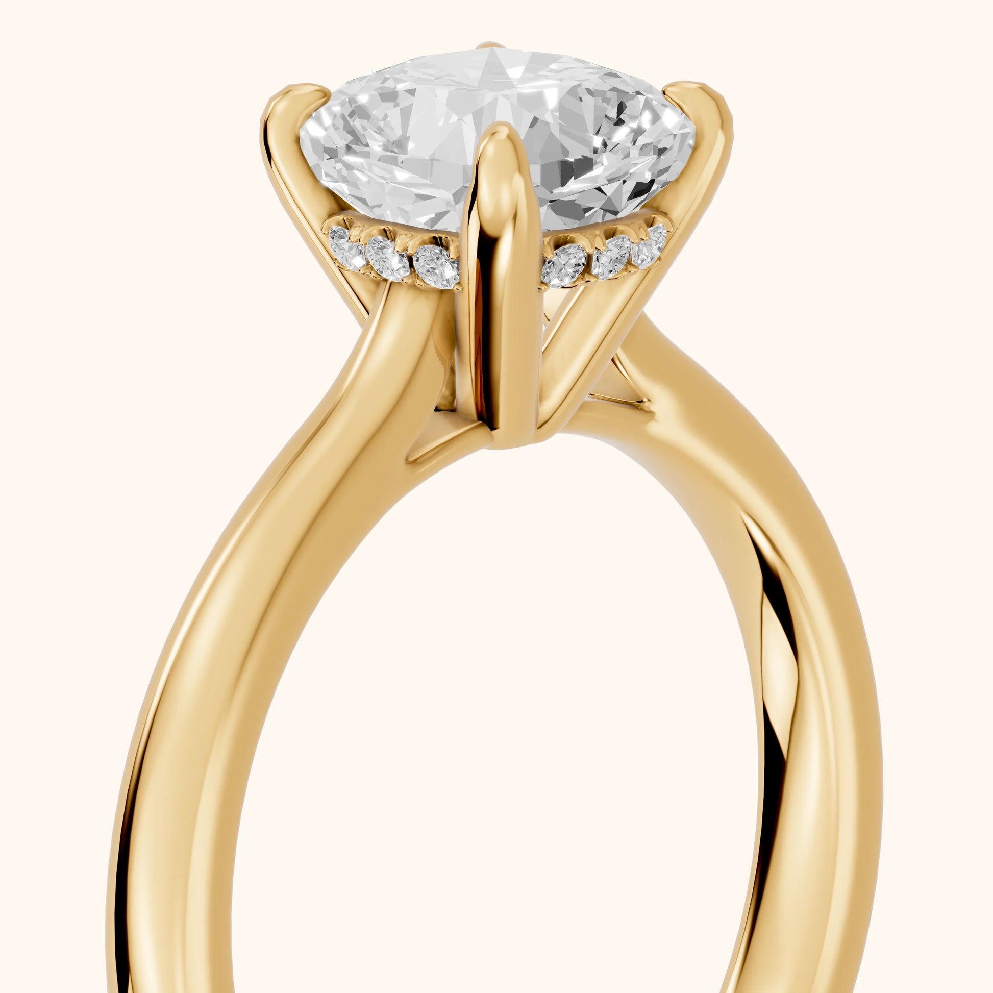 Mena Hidden Halo Cushion Diamond Engagement Ring in Yellow Gold - slant-view.webp