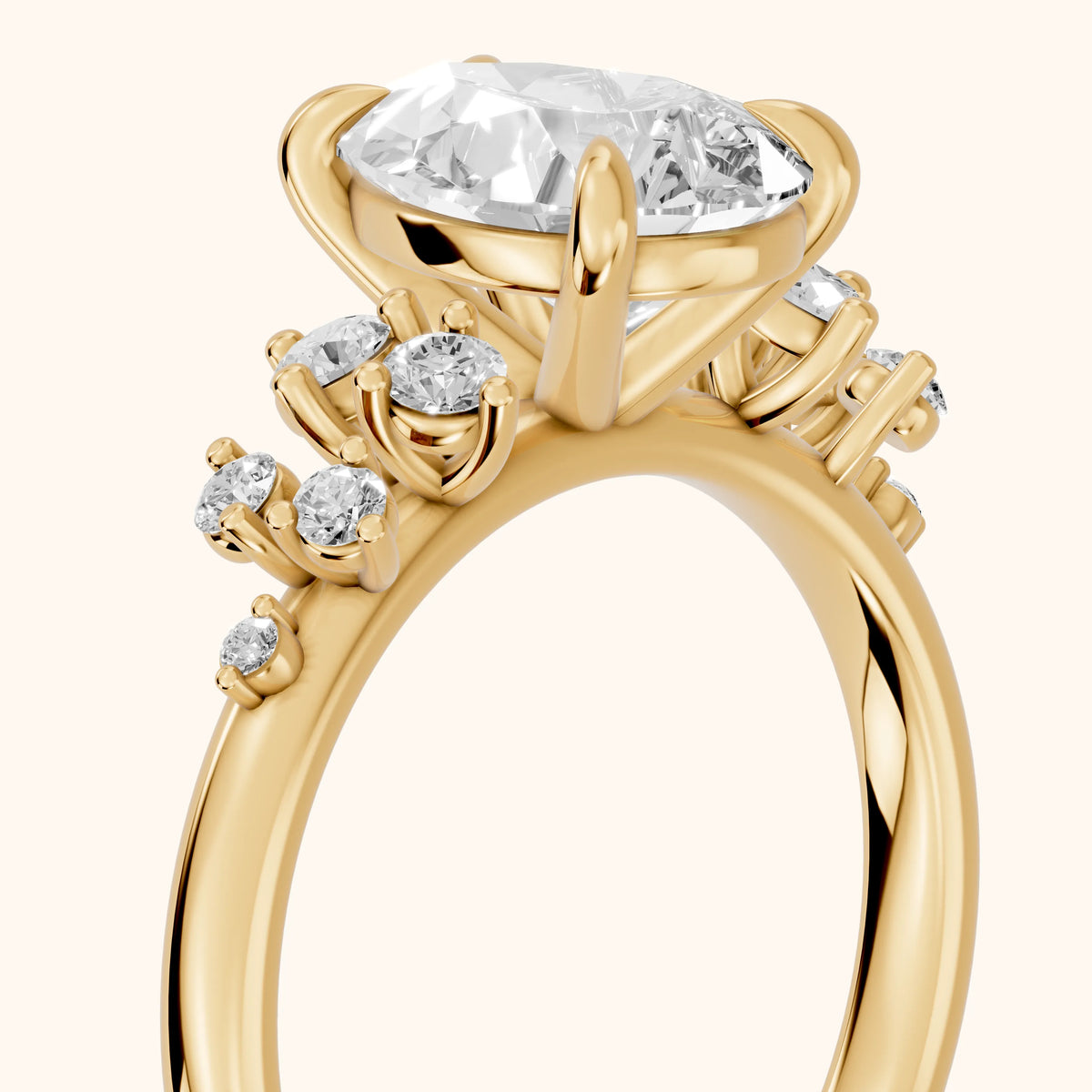 Mirabelle Cluster Pear Diamond Engagement Ring in Yellow Gold - slant-view.webp