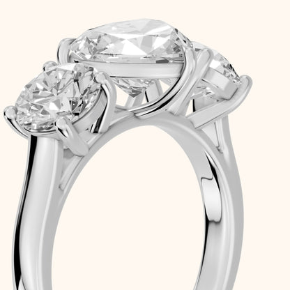 Esme Three-Stone Tapered Heart Diamond Ring in Platinum - slant-view.webp
