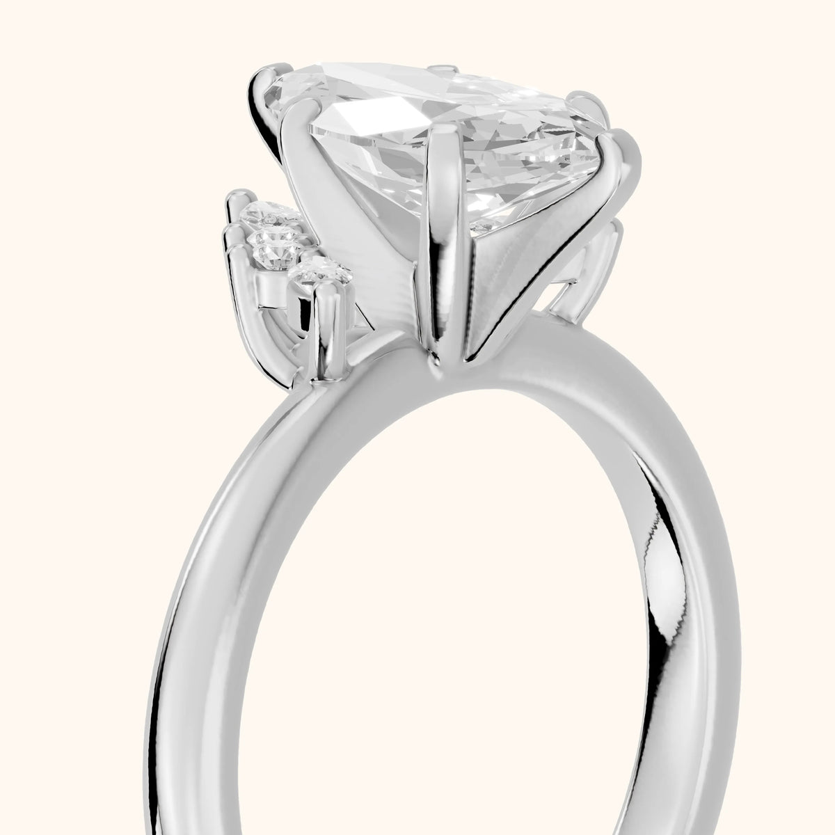 Fiorella Leaf Cluster Marquise Diamond Engagement Ring in Platinum - slant-view.webp