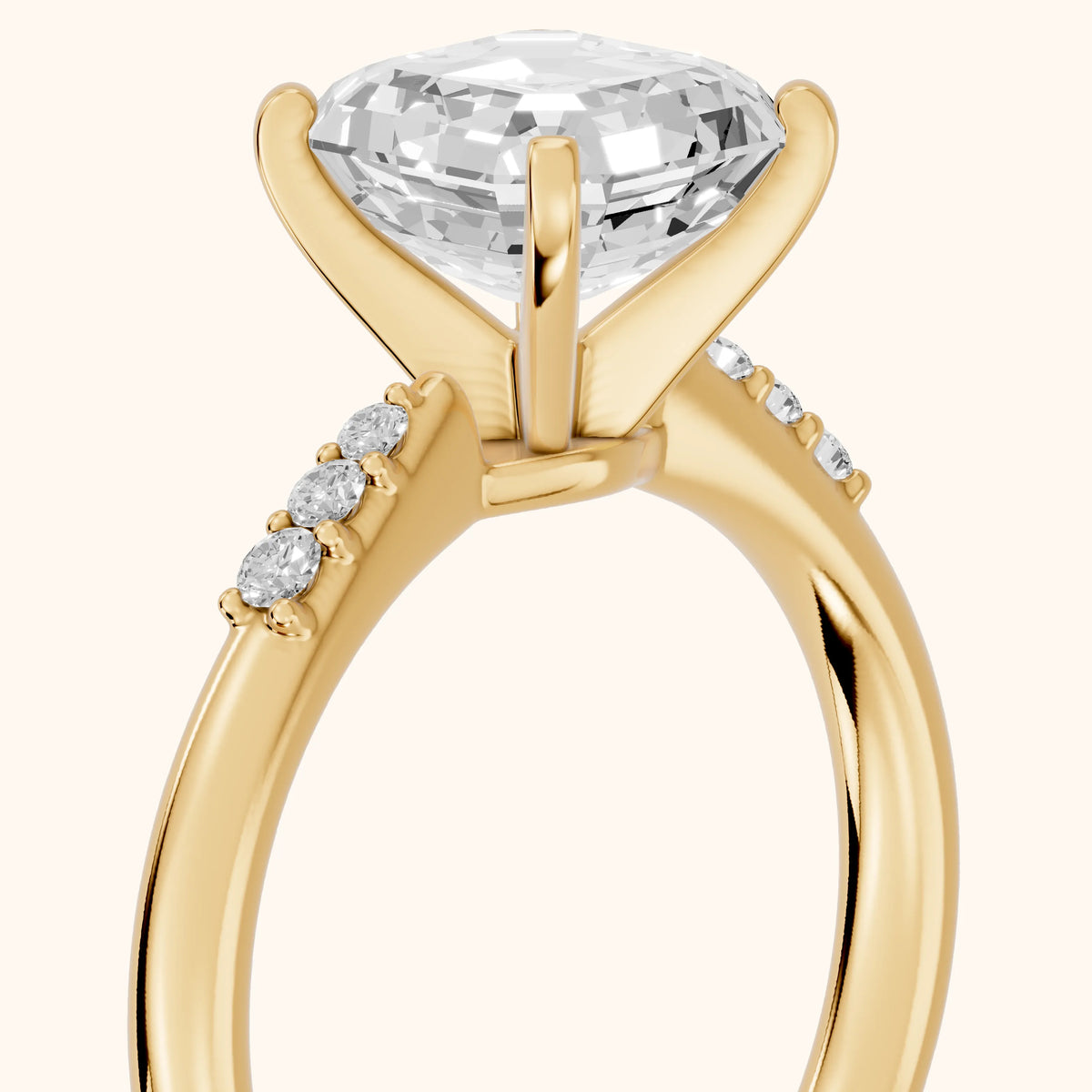 Aveline Flush-Set Asscher Diamond Engagement Ring in Yellow Gold - slant-view.webp