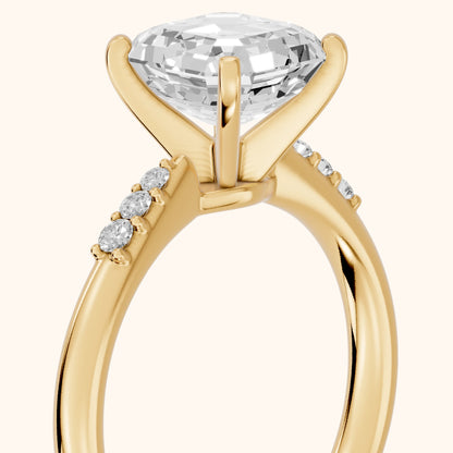 Aveline Flush-Set Asscher Diamond Engagement Ring in Yellow Gold - slant-view.webp