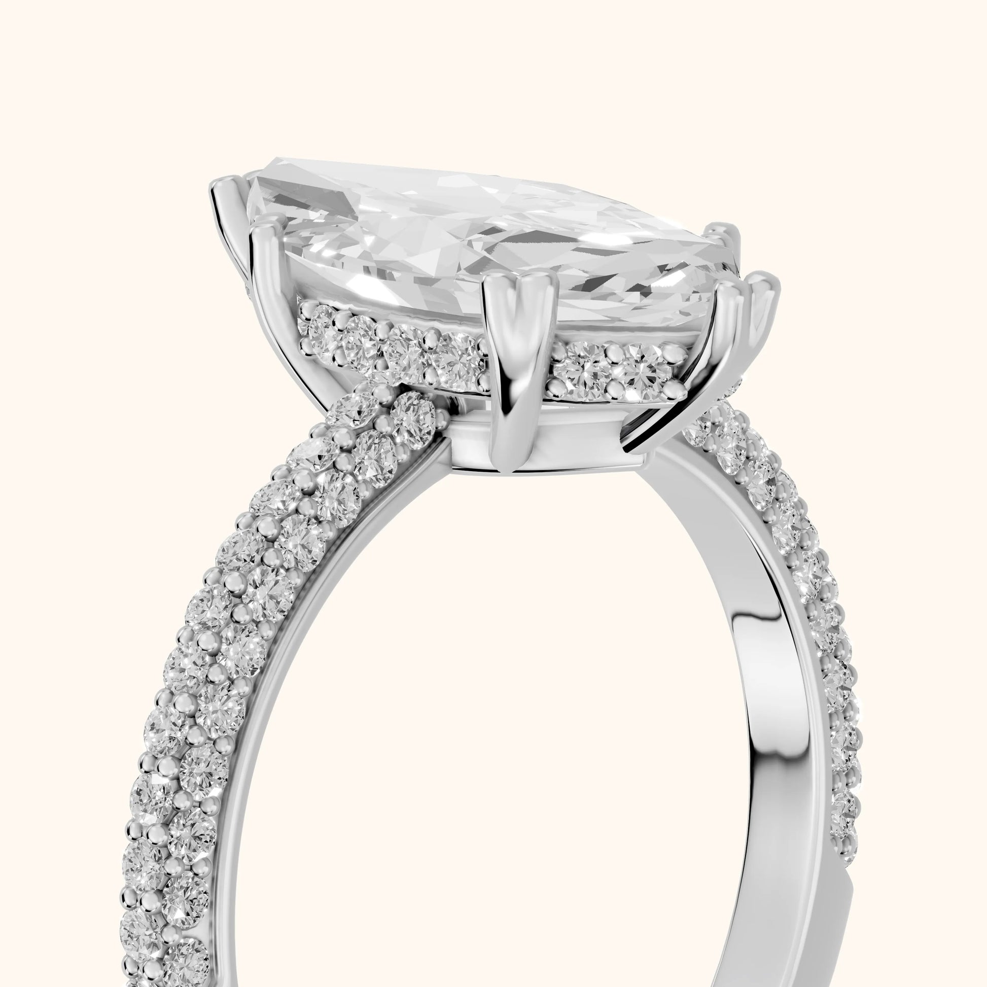 Violet Hidden Halo Pavé Marquise Diamond Ring in White Gold - slant-view.webp