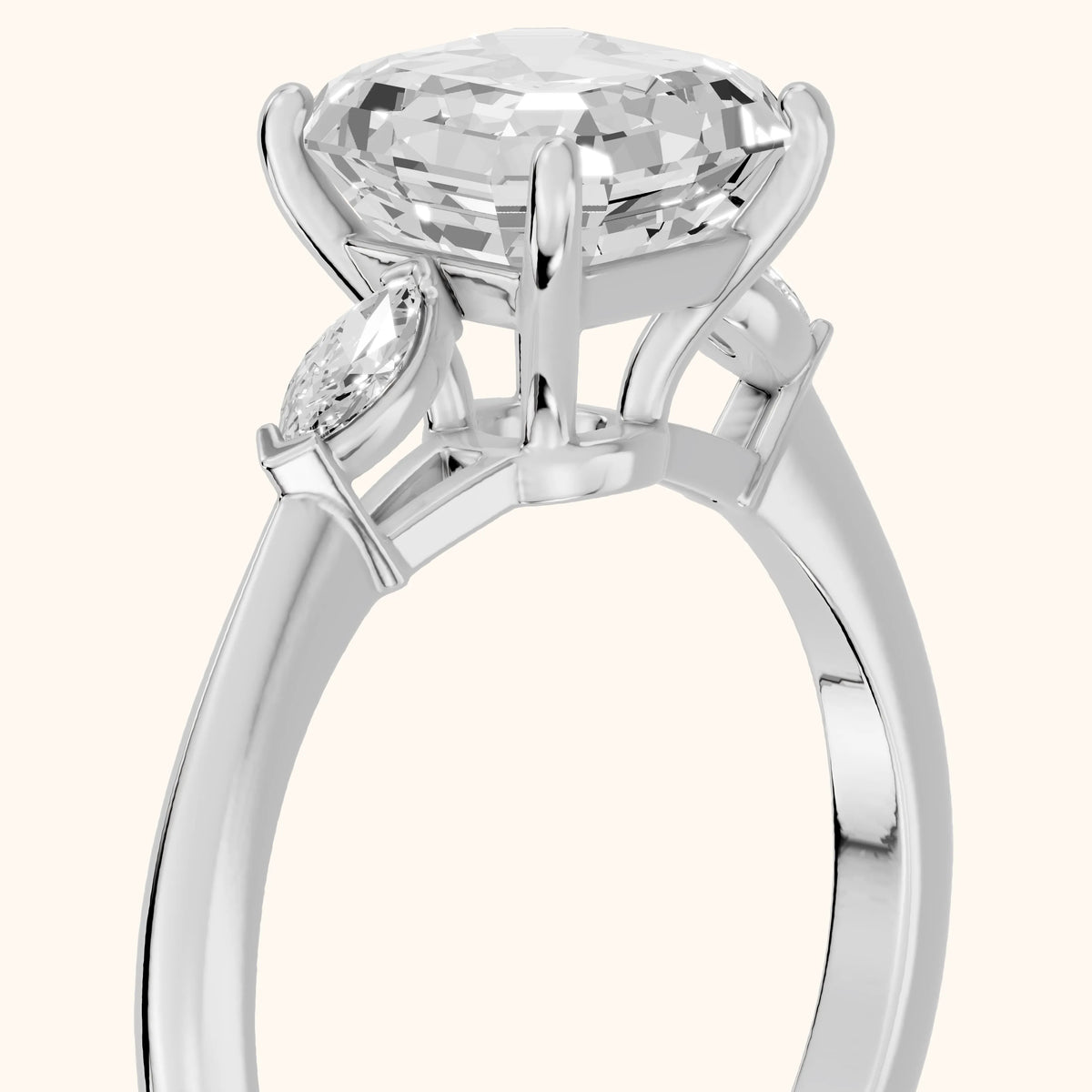 Lissa Marquise-Side Three-Stone Asscher Diamond Engagement Ring in Silver - slant-view.webp
