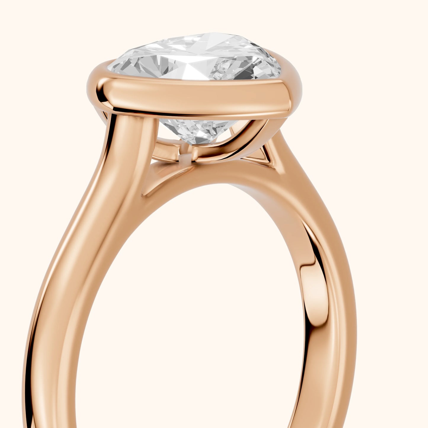 Jolie Bezel Solitaire Heart Diamond Engagement Ring in Rose Gold - slant-view.webp