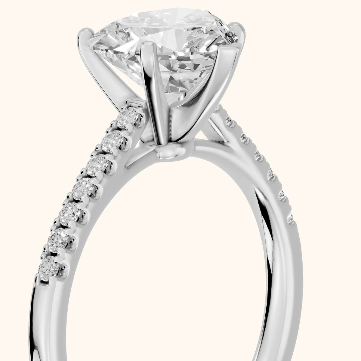 Salem Pavé Heart Diamond Engagement Ring in Silver - slant-view.webp