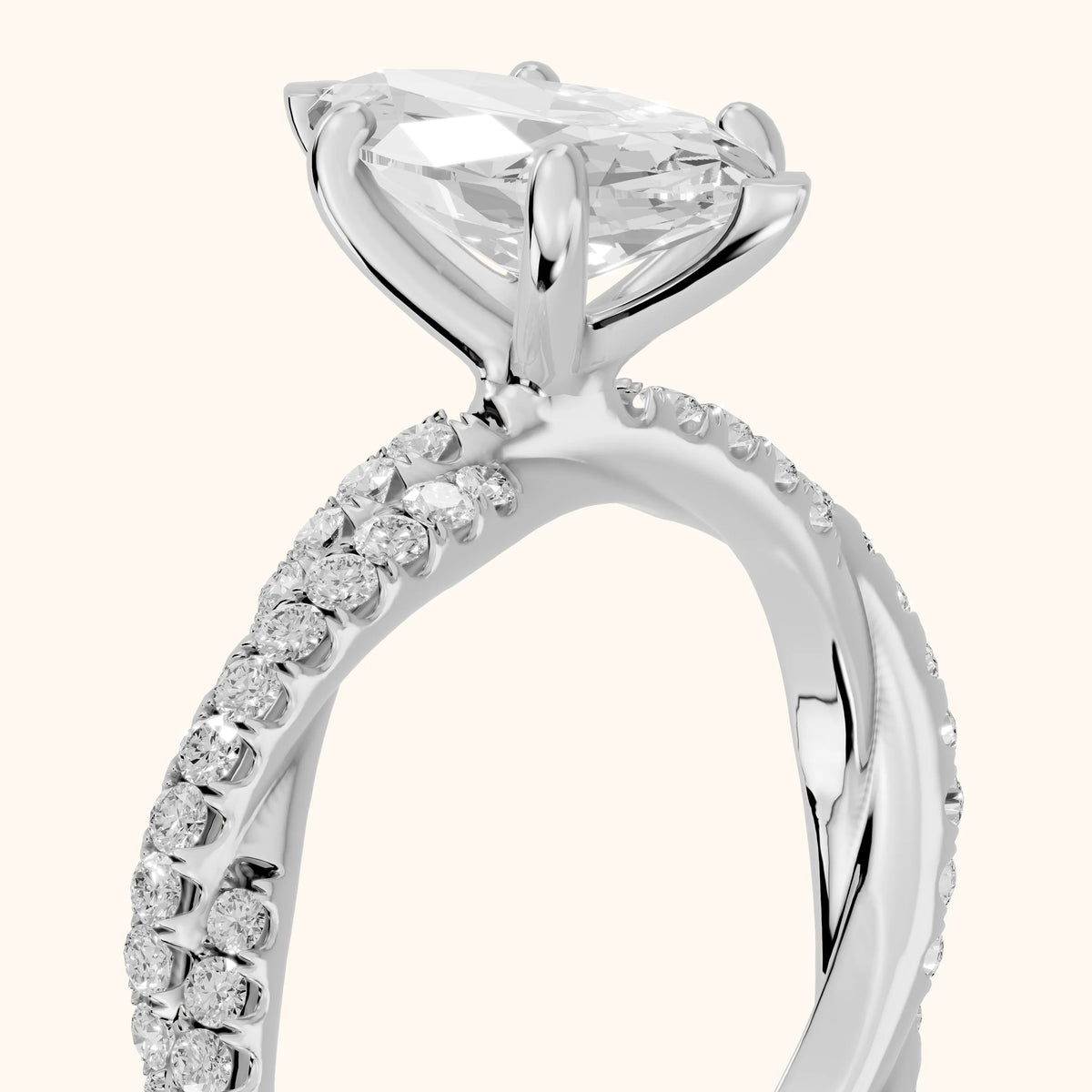 Petra Twist Pavé Marquise Diamond Engagement Ring in Platinum - slant-view.webp
