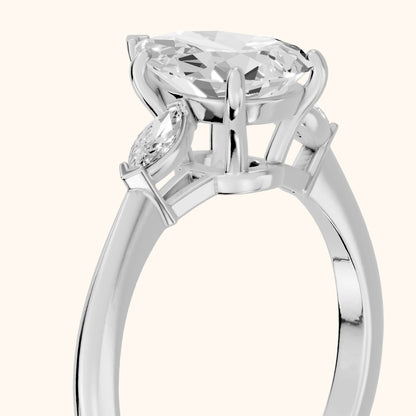 Lissa Marquise-Side Three-Stone Pear Diamond Engagement Ring in Silver - slant-view.webp