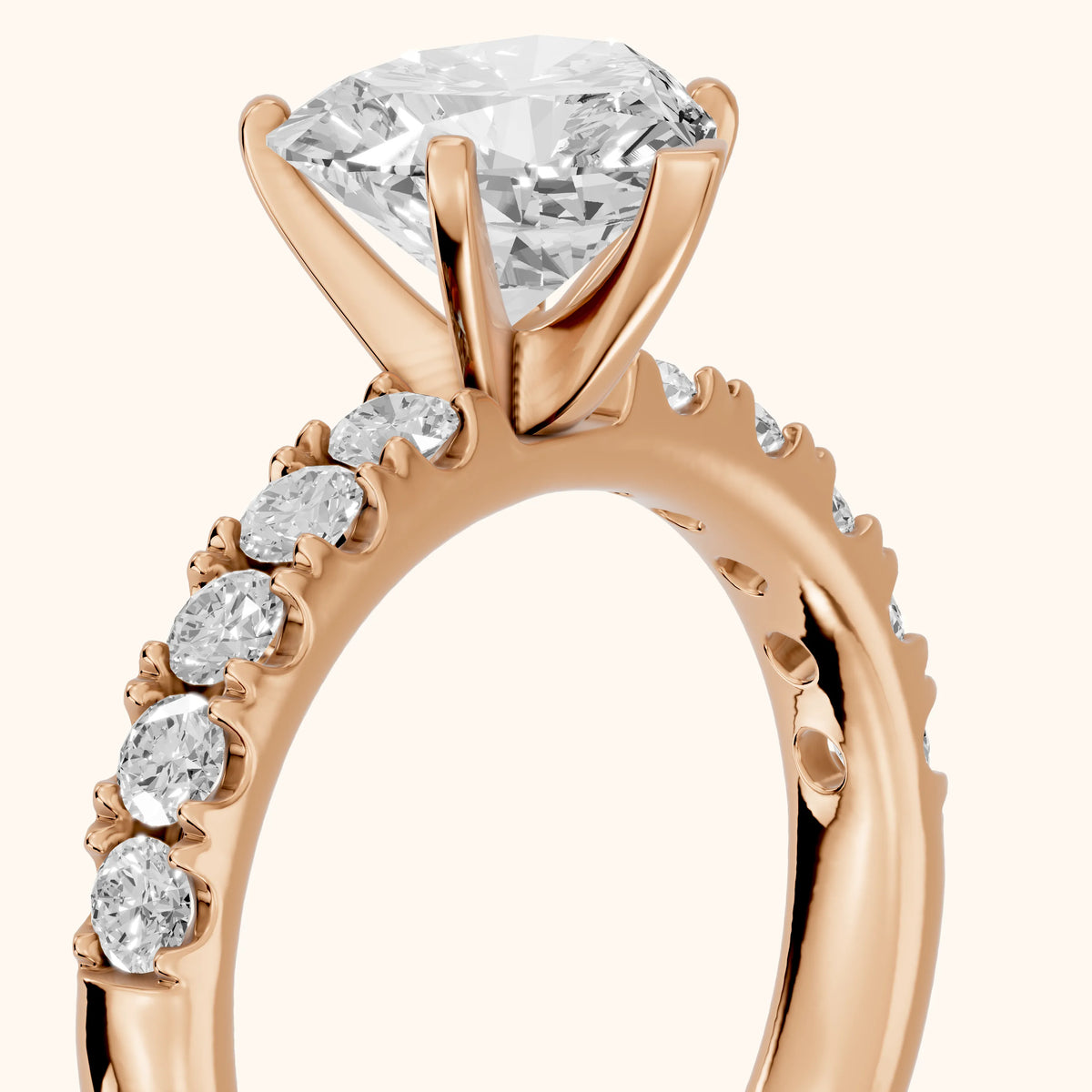 Alix Statement Pavé Heart Diamond Engagement Ring in Rose Gold - slant-view.webp