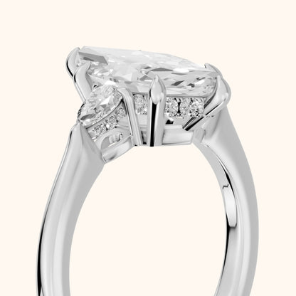 Leila Three-Stone Marquise Diamond Engagement Ring in White Gold - slant-view.webp