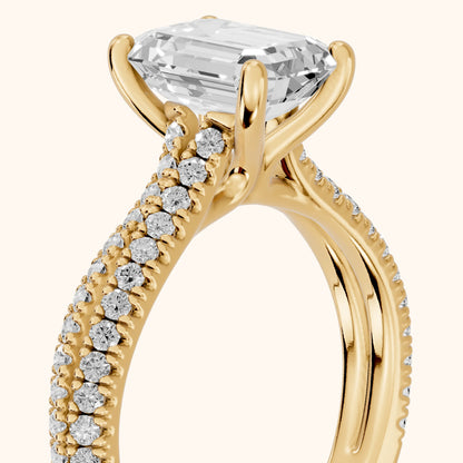 Ottilie Split Shank Pavé Emerald Diamond Engagement Ring in Yellow Gold - slant-view.webp