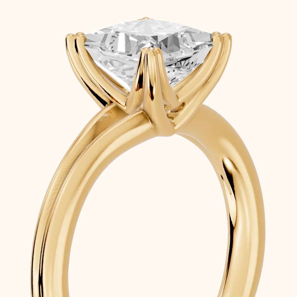 Neve Solitaire Split Shank Princess Diamond Engagement Ring in Yellow Gold - slant-view.webp