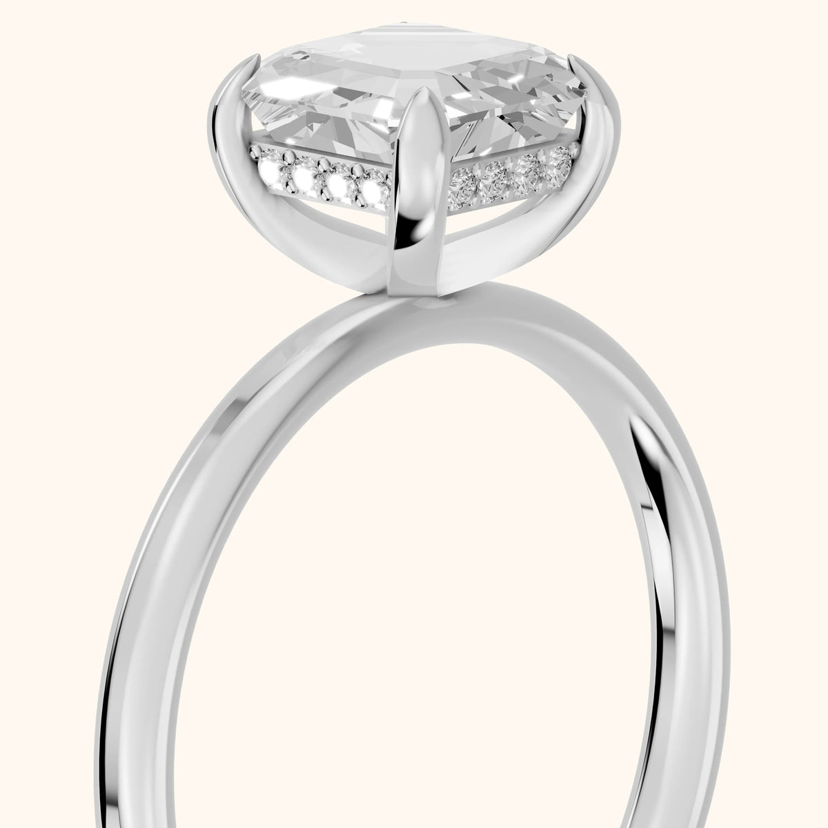 Charlotte Charm Solitaire Asscher Diamond Engagement Ring in White Gold - slant-view.webp