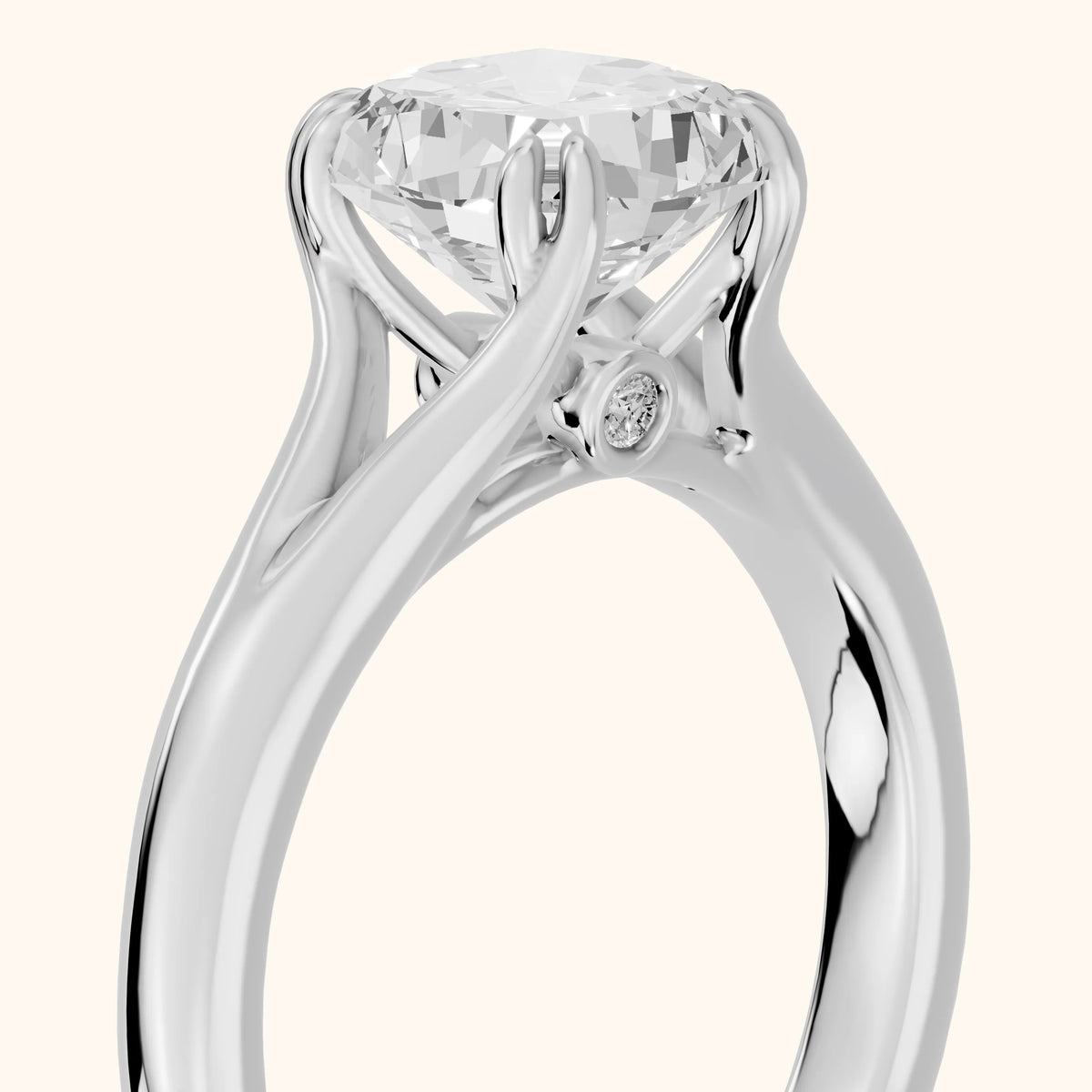 Jillian Solitaire Split Shank Cushion Diamond Engagement Ring in White Gold - slant-view.webp