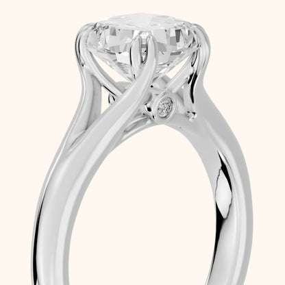 Jillian Solitaire Split Shank Cushion Diamond Engagement Ring in White Gold - slant-view.webp