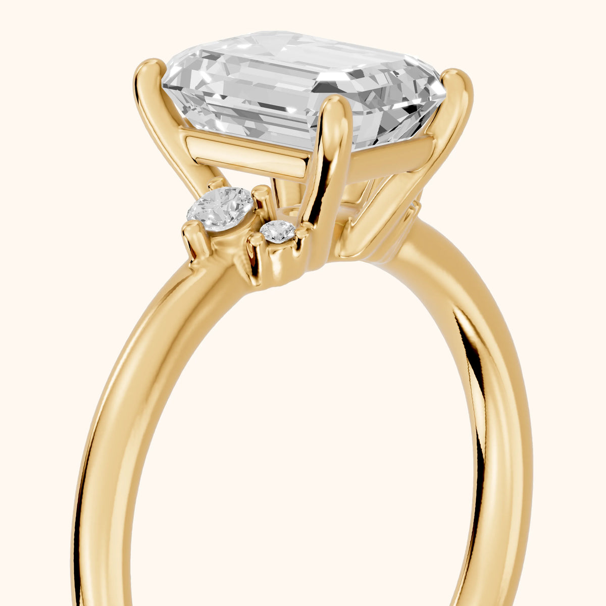 Wynne Cluster Emerald Diamond Engagement Ring in Yellow Gold - slant-view.webp