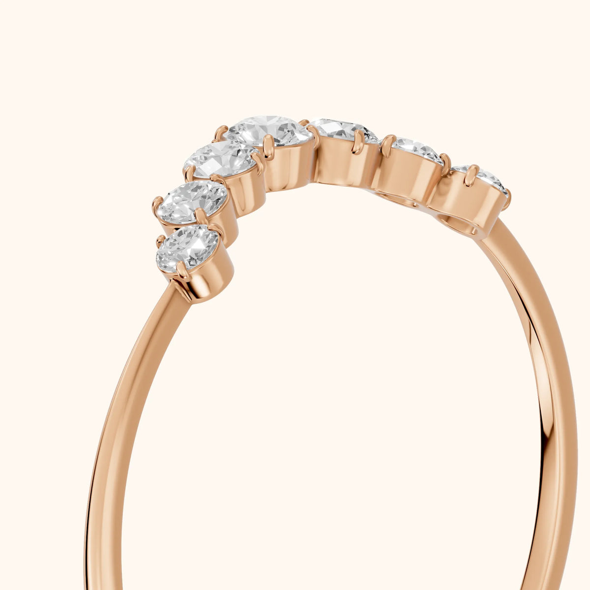 Lumi Curved Round Diamond Stackable Ring in Rose Gold - slant-view