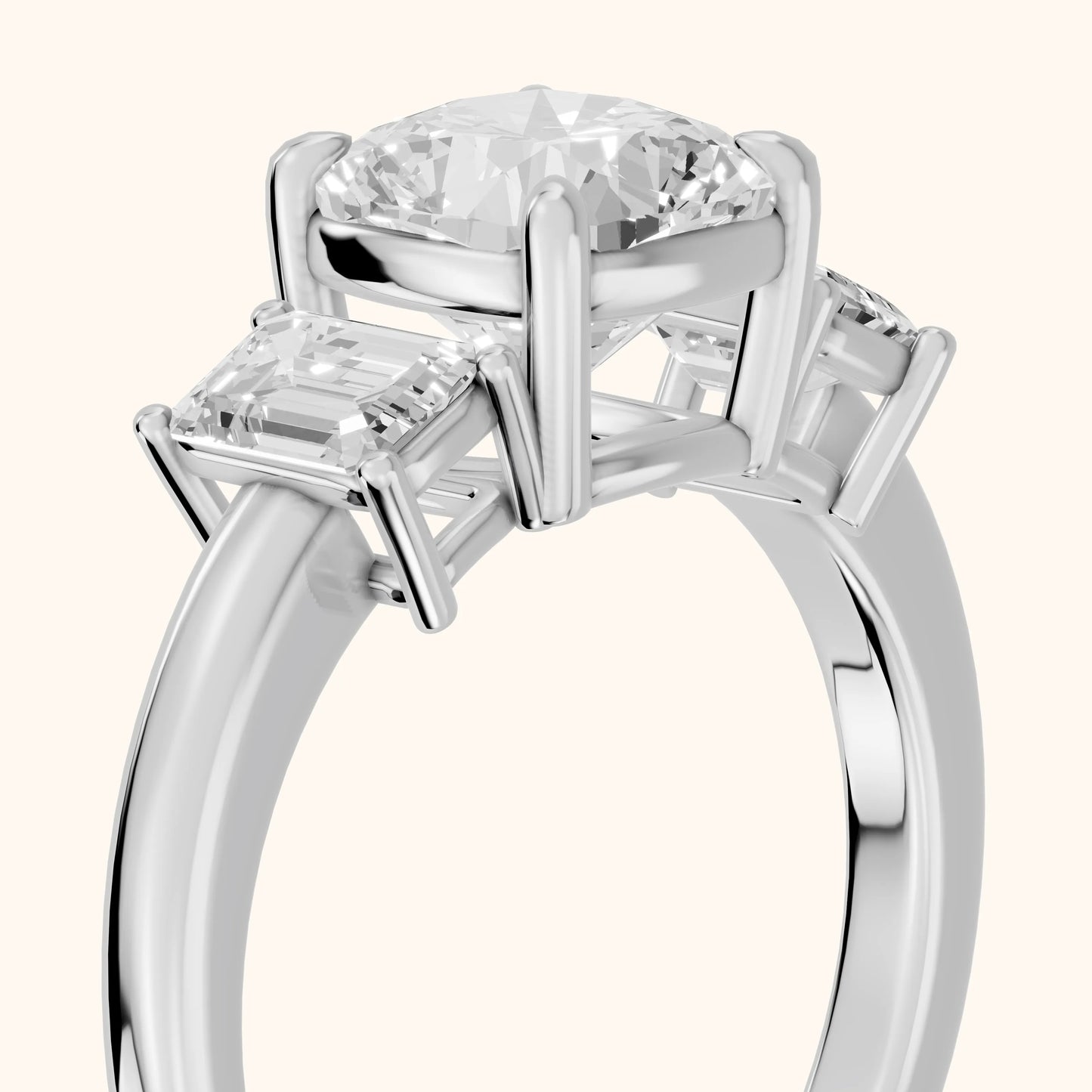 Zoe Three-Stone Cushion Diamond Ring in Platinum - slant-view.webp