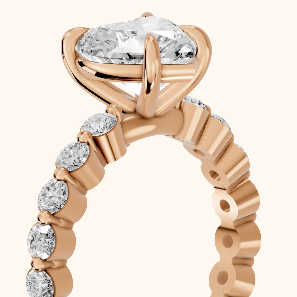 Bridget Sidestone Heart Diamond Engagement Ring in Rose Gold - slant-view.webp