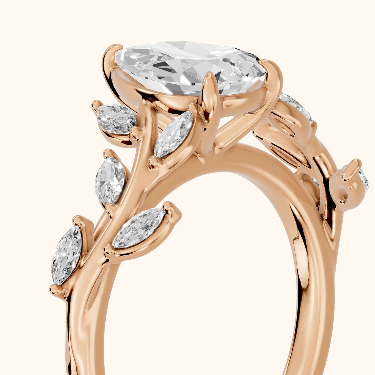 Andrea Vine Pear Diamond Engagement Ring in Rose Gold - slant-view.webp