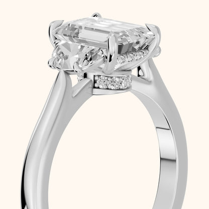 Romy Three-Stone Emerald Diamond Engagement Ring in Silver - slant-view.webp