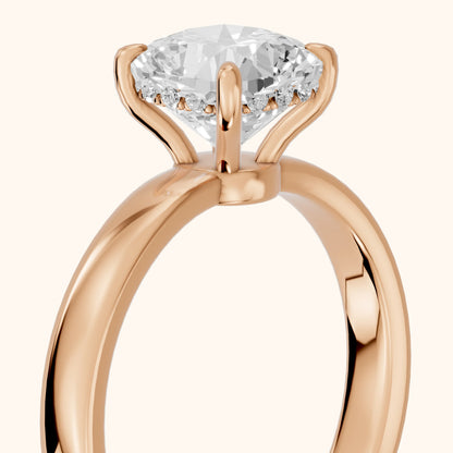 Lara Hidden Halo Cushion Diamond Engagement Ring in Rose Gold - slant-view.webp