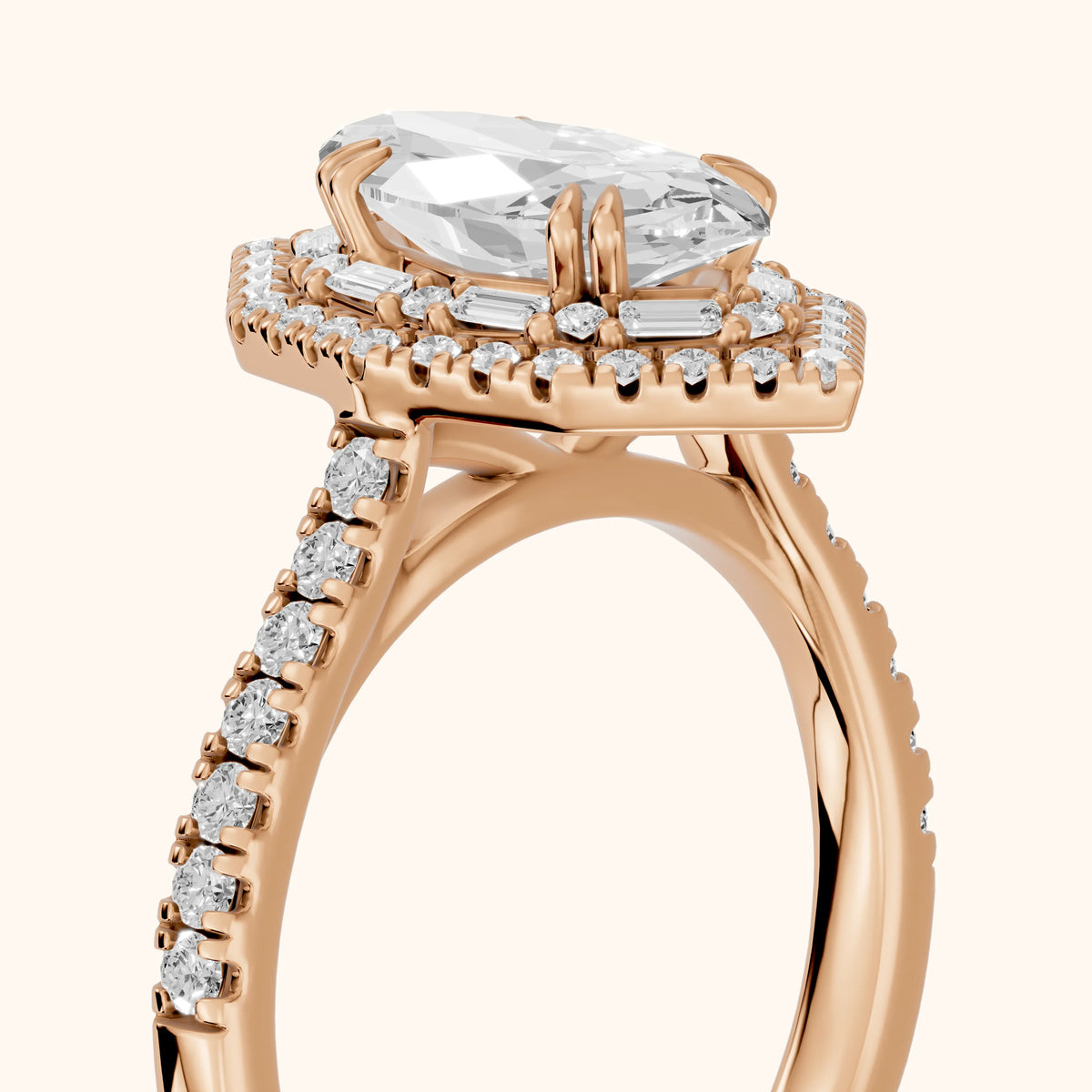 Janelle Double Halo Pavé Marquise Diamond Engagement Ring in Rose Gold - slant-view.webp