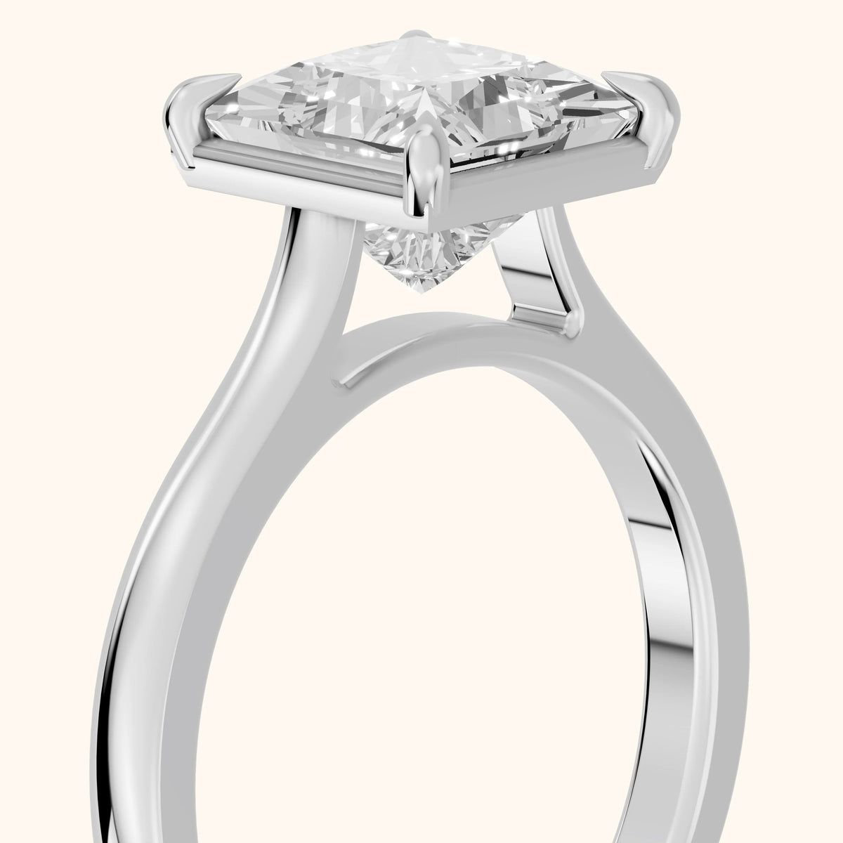 Ashland Basket Solitaire Princess Diamond Engagement Ring in White Gold - slant-view.webp