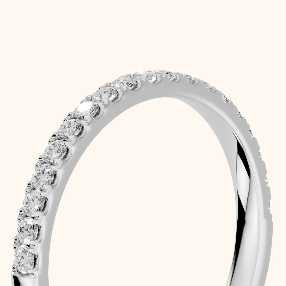 Avani French Pavé Round Diamond Half Eternity Band in White Gold - slant-view