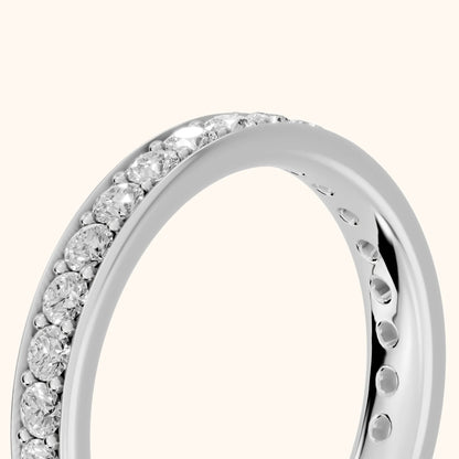 Belen Channel Set Round Diamond Eternity Band in Silver - slant-view