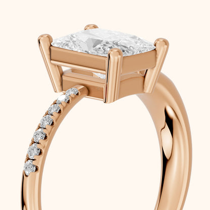 Rosie Solitaire Basket Radiant Diamond Engagement Ring in Rose Gold - slant-view.webp