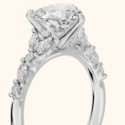 Mesa Vine Cluster Heart Diamond Engagement Ring in White Gold - slant-view.webp