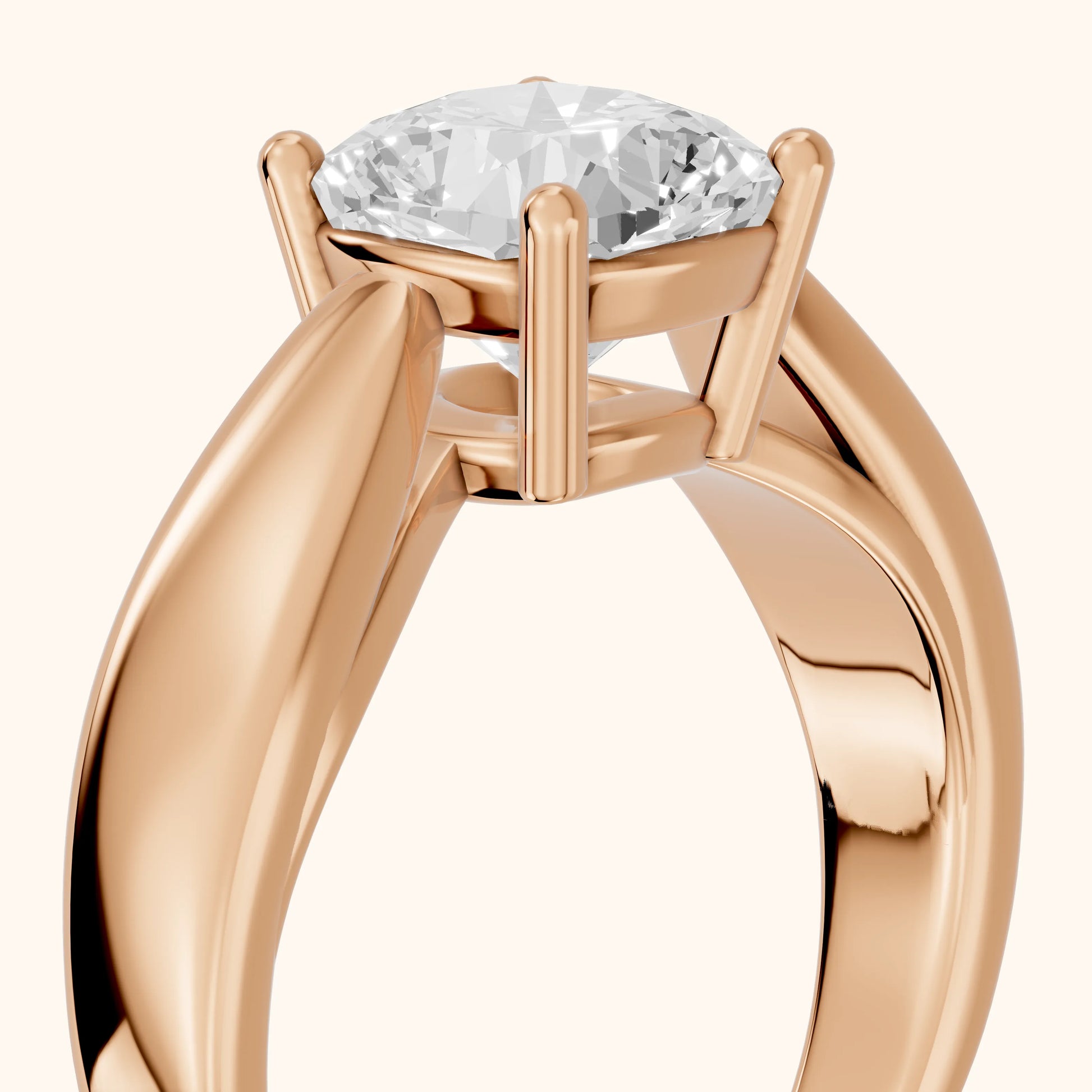 Talia Solitaire Twist Cushion Diamond Engagement Ring in Rose Gold - slant-view.webp