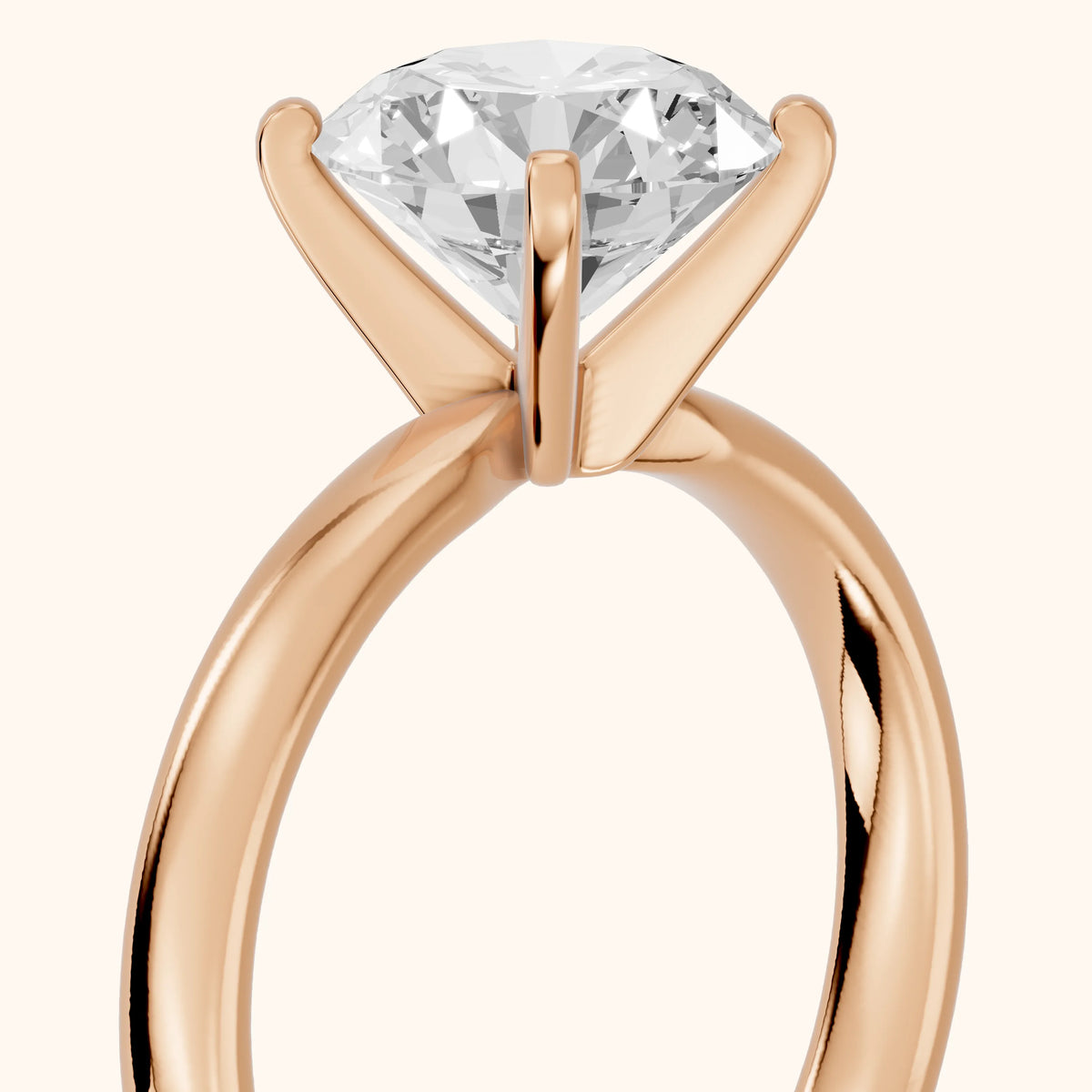 Elspeth Solitaire Round Diamond Engagement Ring in Rose Gold - slant-view.webp