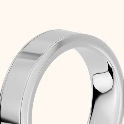 Anika Flat Beveled Wedding Band in Silver - slant-view